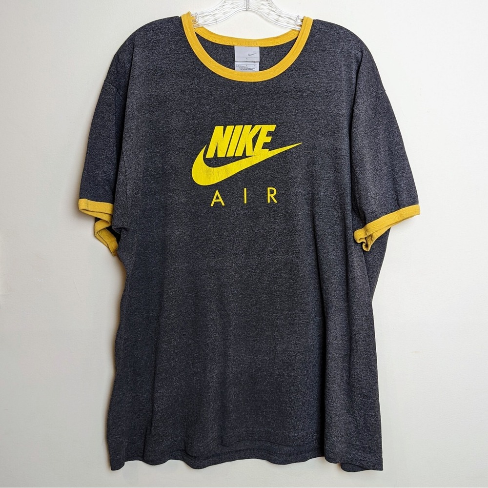 Vintage Nike Air Ringer Y2K Grey Silver Tag Yellow Shirt Large
